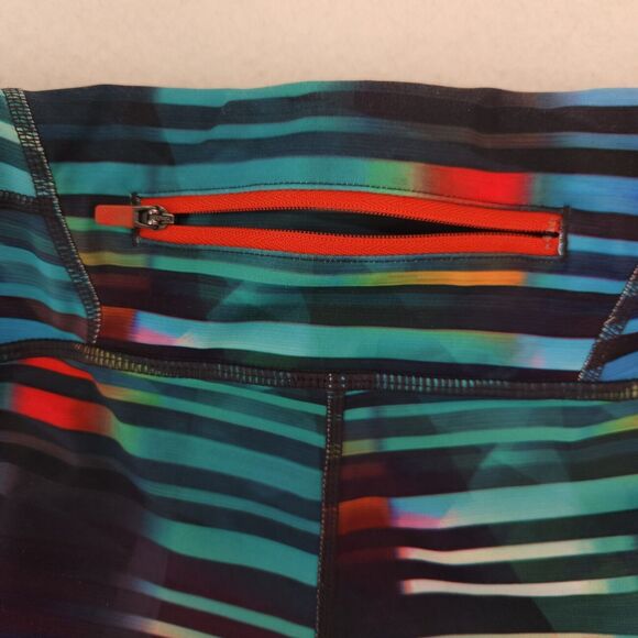 Athleta Womens Multicolor Striped Capri Leggings Size Small Tall Crop Zip Pocket - Picture 6 of 9
